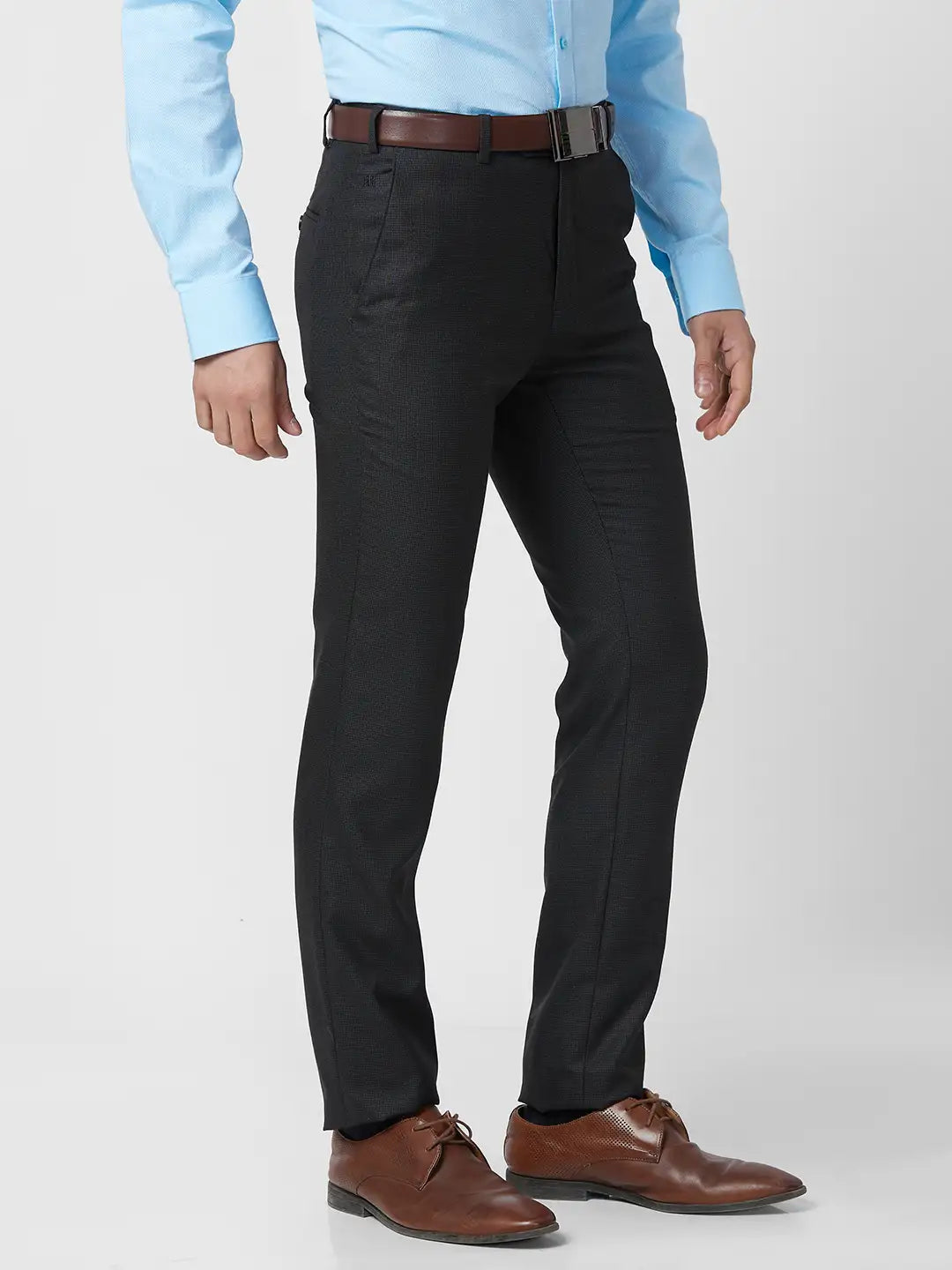 Raymond Men Brown Structure Slim Fit Polyester Blend Trouser