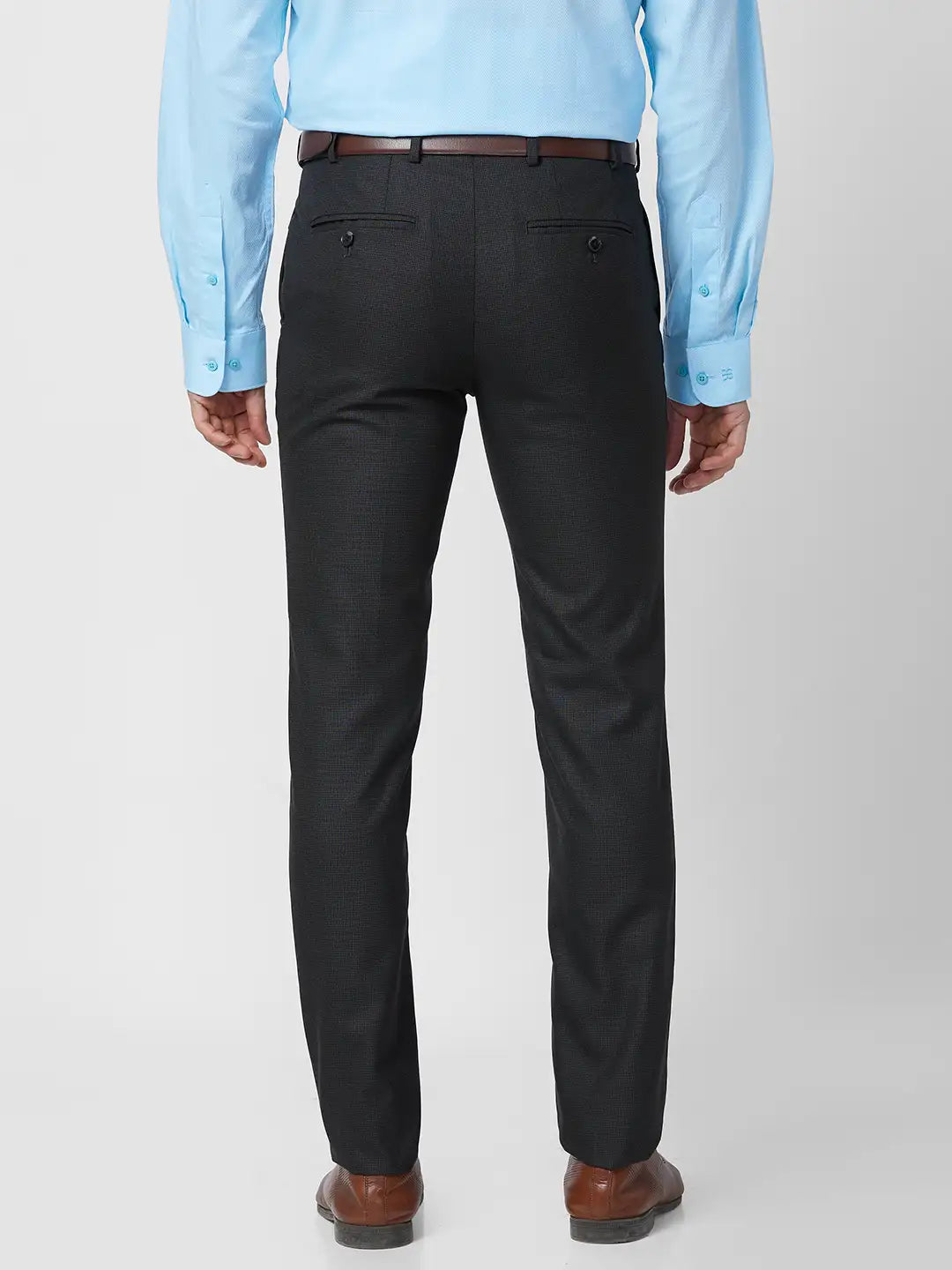 Raymond Men Brown Structure Slim Fit Polyester Blend Trouser
