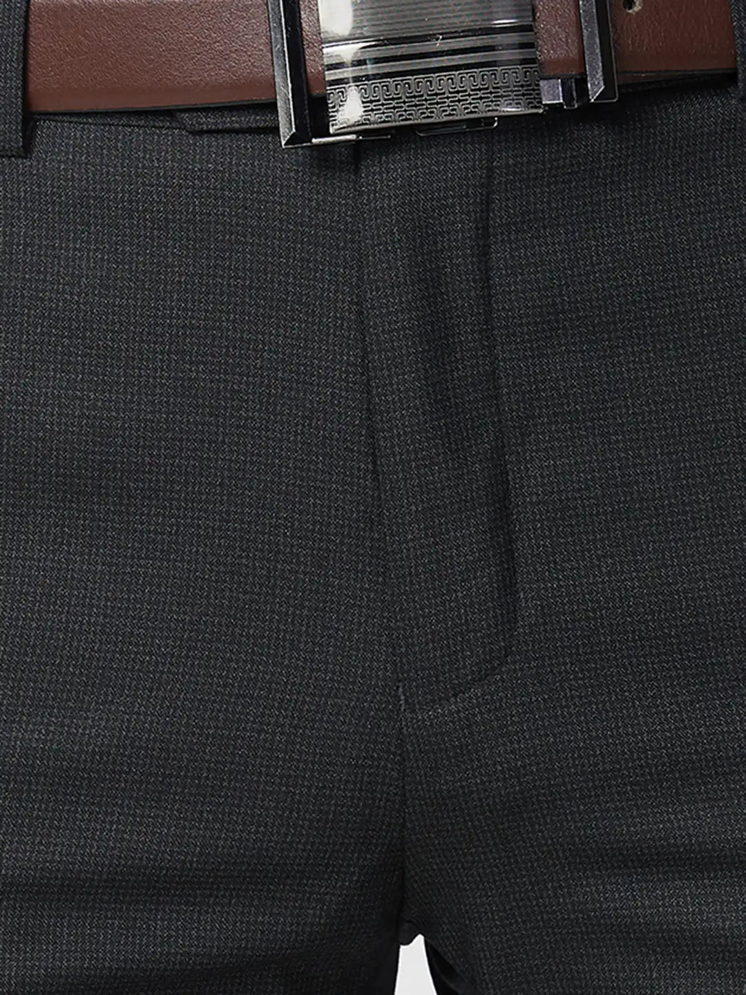 Raymond Men Brown Structure Slim Fit Polyester Blend Trouser