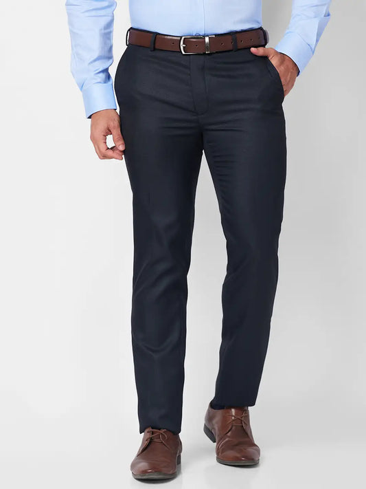 Raymond Men Grey Structure Slim Fit Polyester Blend Trouser