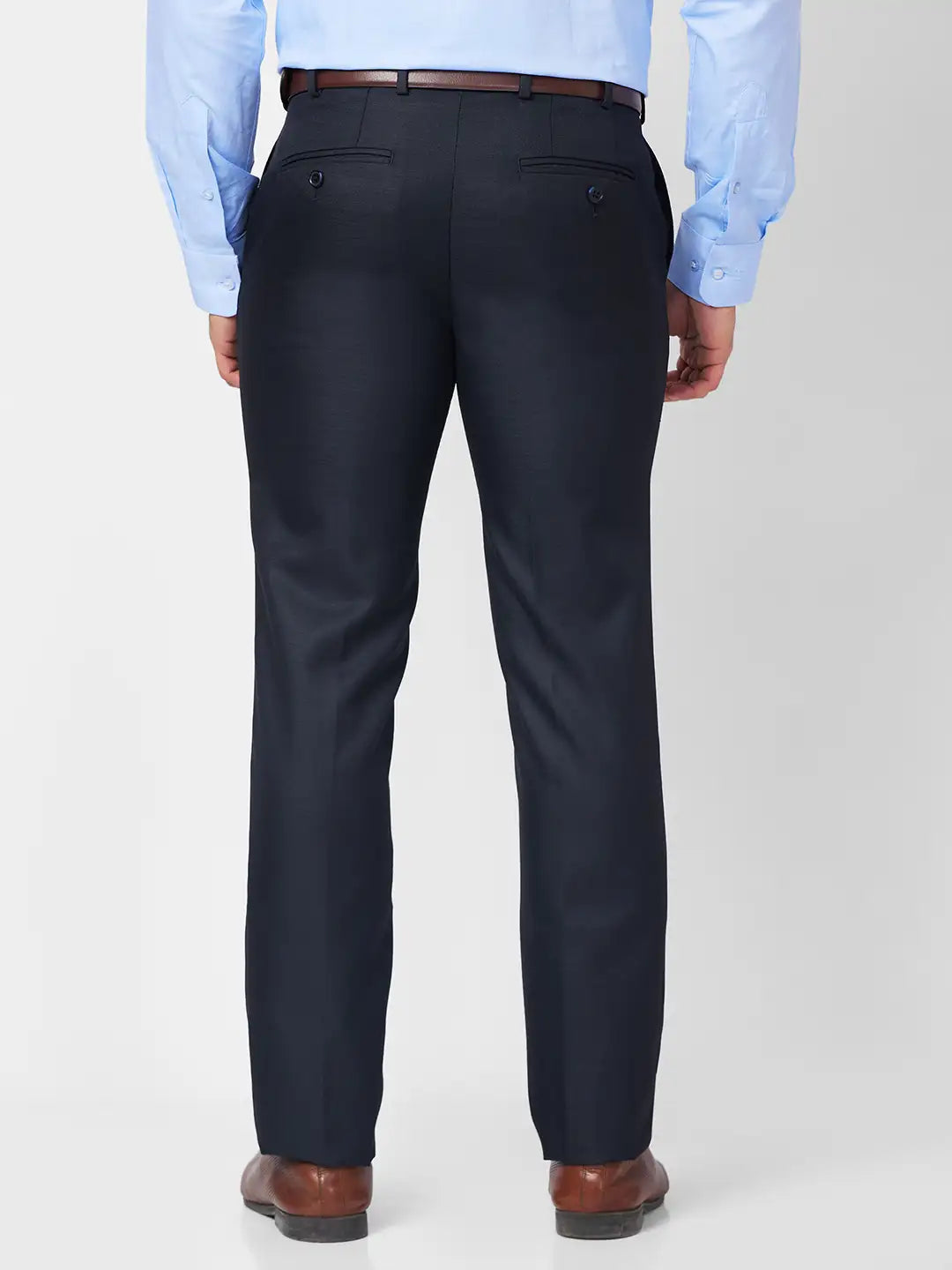 Raymond Men Grey Structure Slim Fit Polyester Blend Trouser