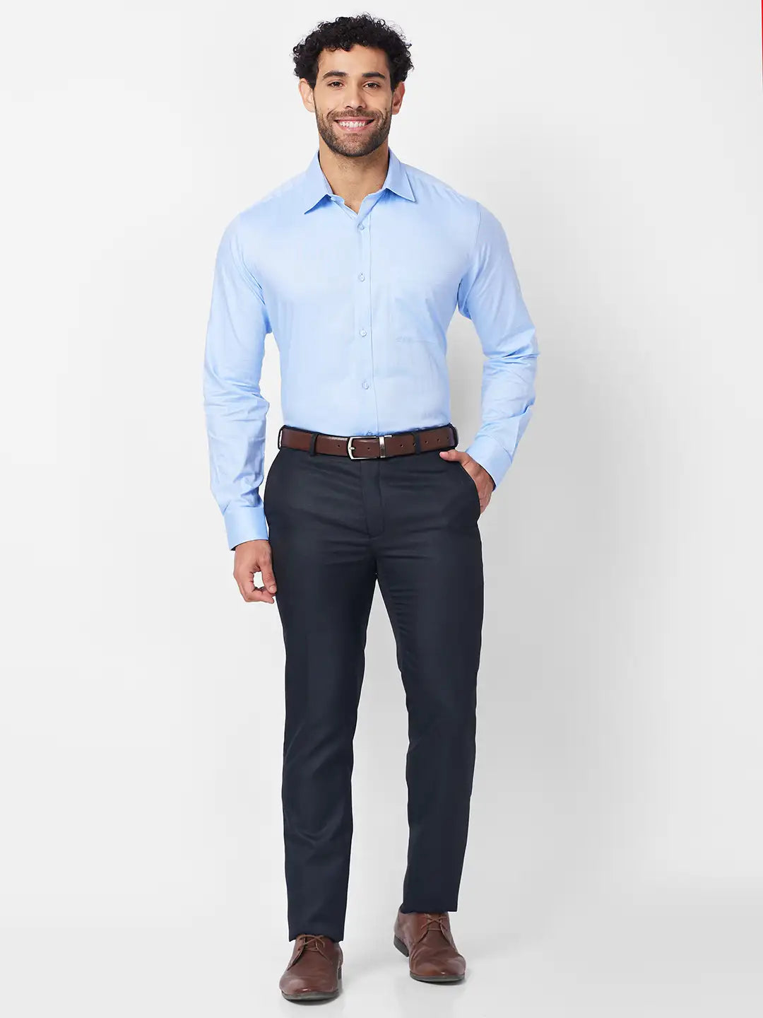 Raymond Men Grey Structure Slim Fit Polyester Blend Trouser