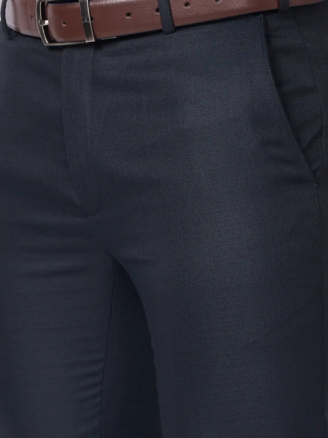 Raymond Men Grey Structure Slim Fit Polyester Blend Trouser