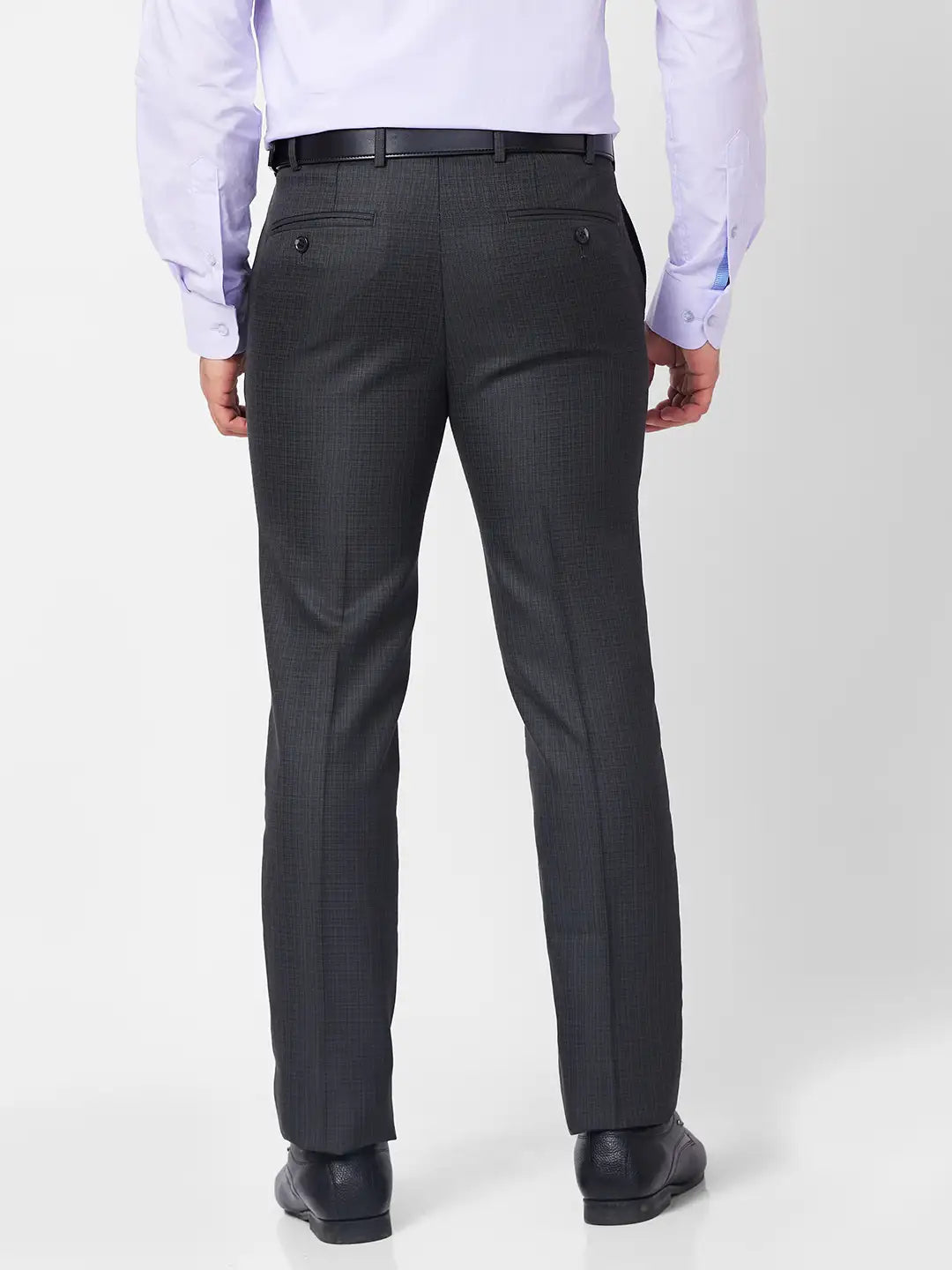 Raymond Men Black Structure Slim Fit Polyester Blend Trouser