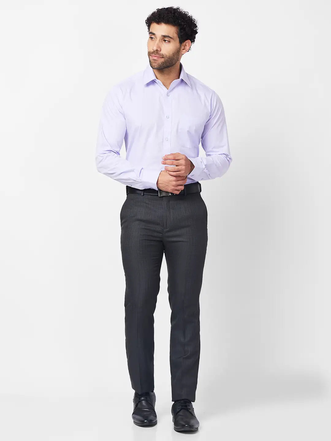 Raymond Men Black Structure Slim Fit Polyester Blend Trouser