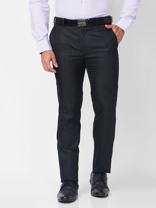 Raymond Men Green Structure Slim Fit Polyester Blend Trouser