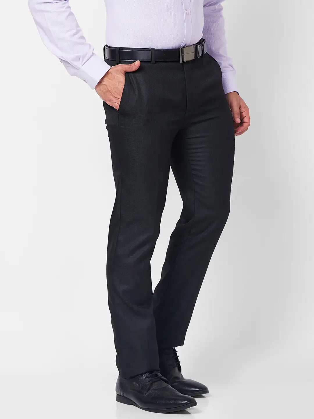 Raymond Men Green Structure Slim Fit Polyester Blend Trouser