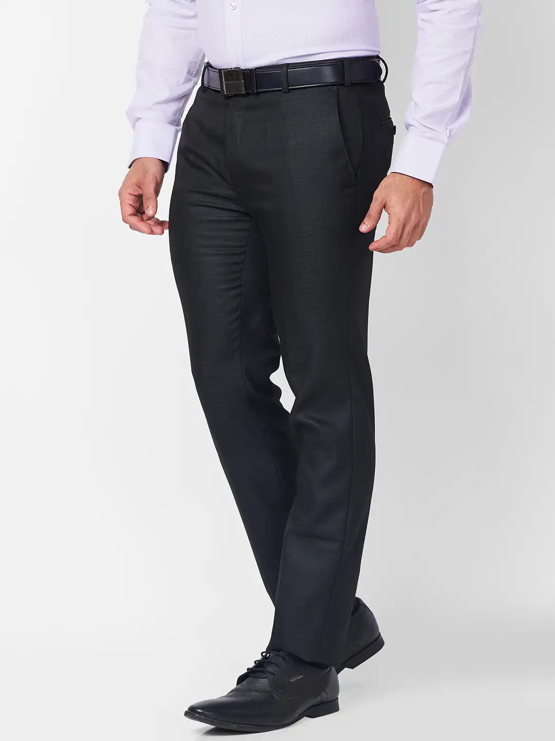 Raymond Men Green Structure Slim Fit Polyester Blend Trouser