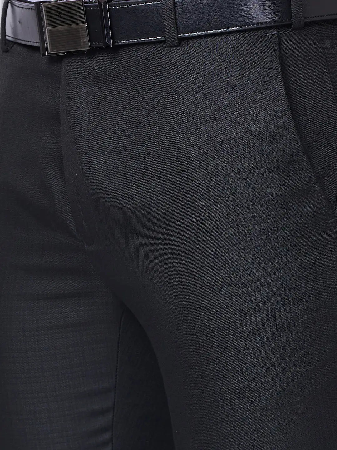 Raymond Men Green Structure Slim Fit Polyester Blend Trouser