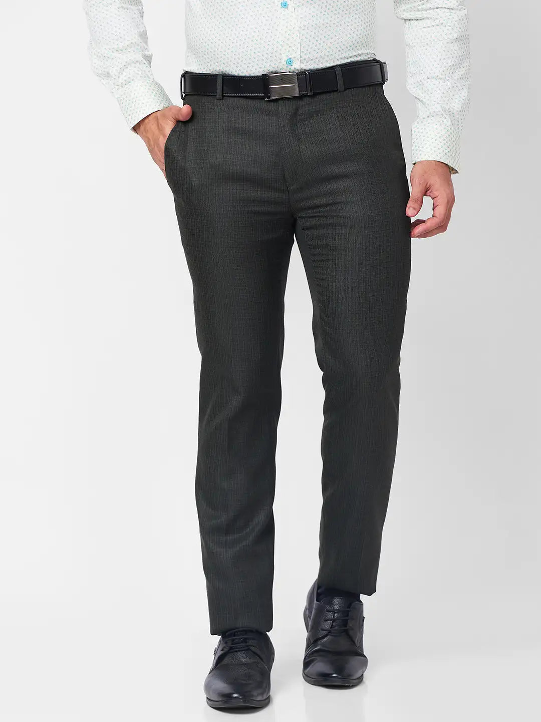 Raymond Men Brown Structure Slim Fit Polyester Blend Trouser