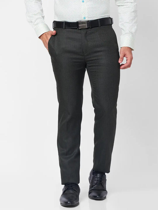 Raymond Men Brown Structure Slim Fit Polyester Blend Trouser