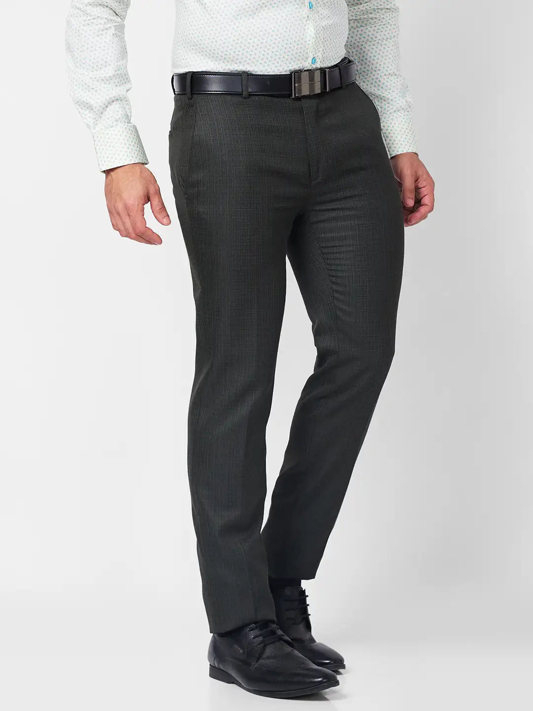 Raymond Men Brown Structure Slim Fit Polyester Blend Trouser