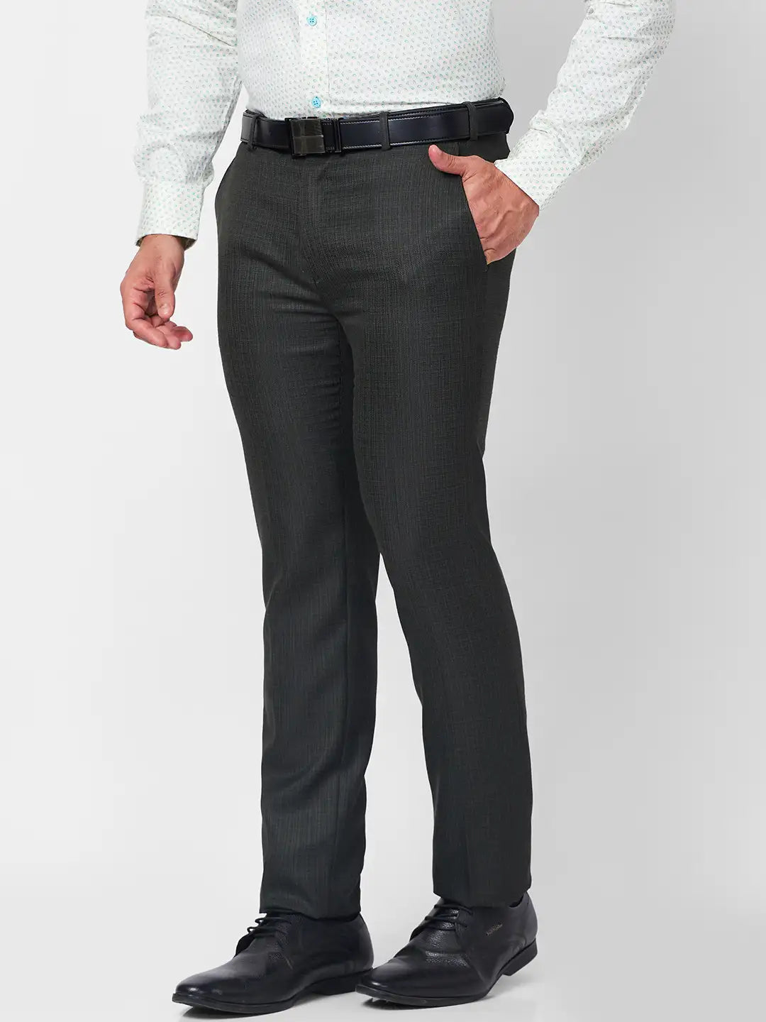 Raymond Men Brown Structure Slim Fit Polyester Blend Trouser