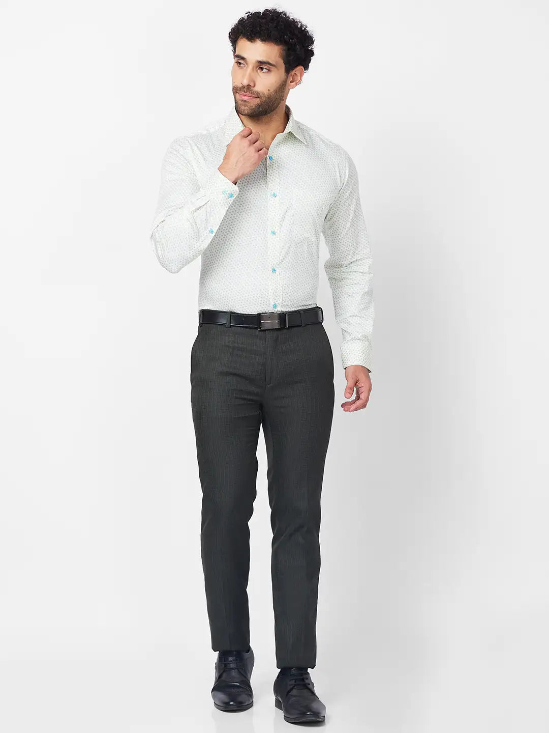 Raymond Men Brown Structure Slim Fit Polyester Blend Trouser