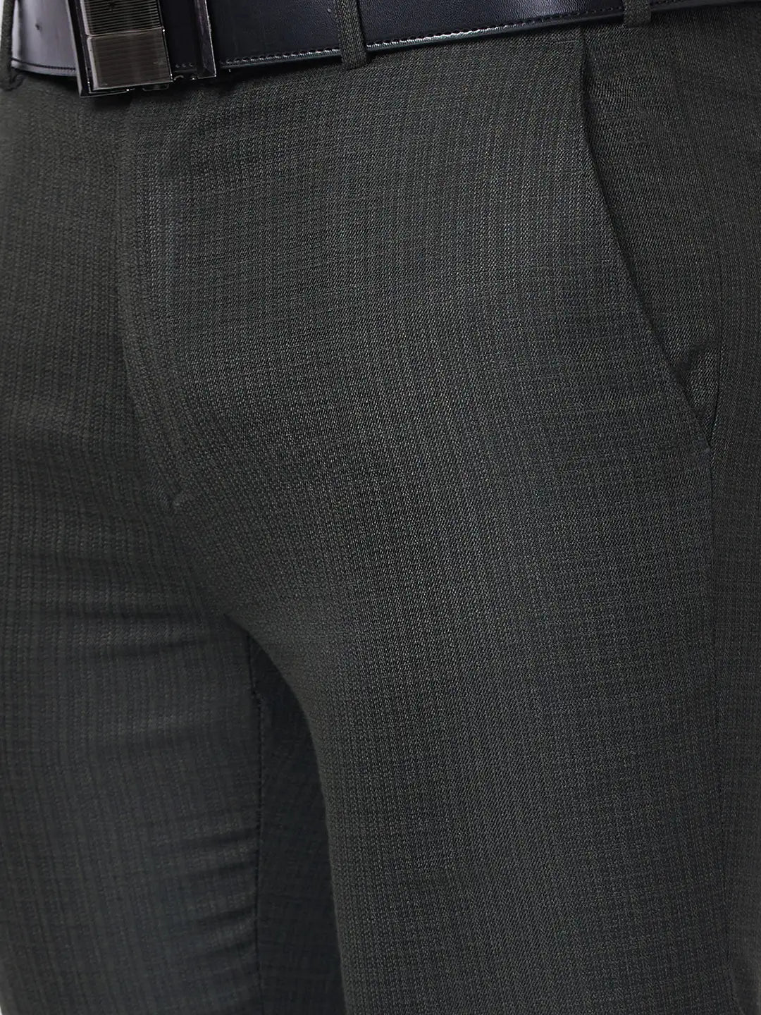 Raymond Men Brown Structure Slim Fit Polyester Blend Trouser