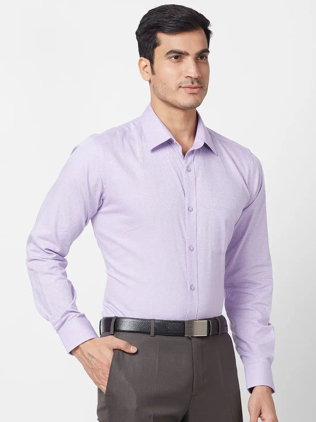 Raymond Men Brown Structure Slim Fit Polyester Blend Trouser