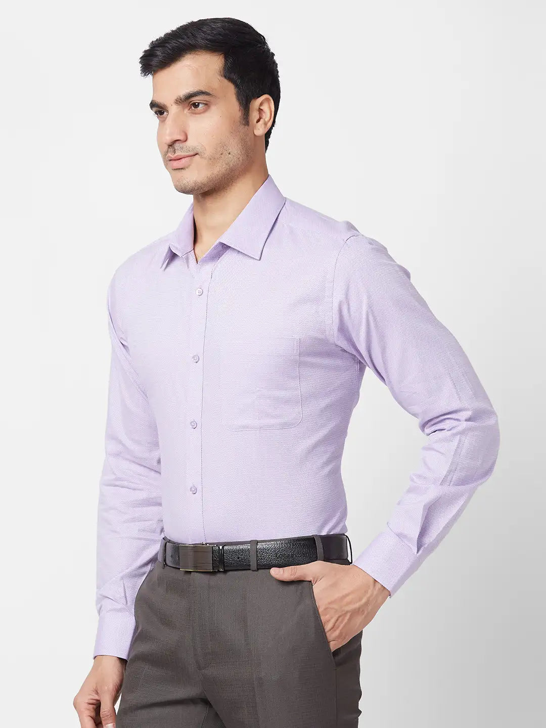 Raymond Men Brown Structure Slim Fit Polyester Blend Trouser