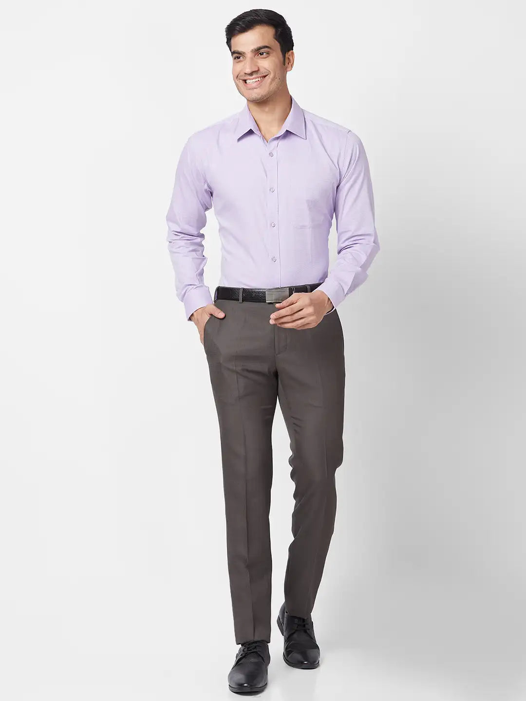 Raymond Men Brown Structure Slim Fit Polyester Blend Trouser