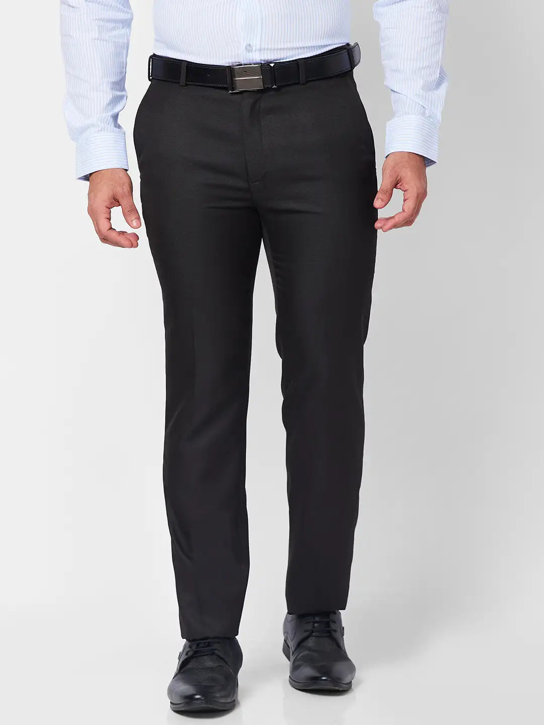 Raymond Men Blue Structure Slim Fit Polyester Blend Trouser