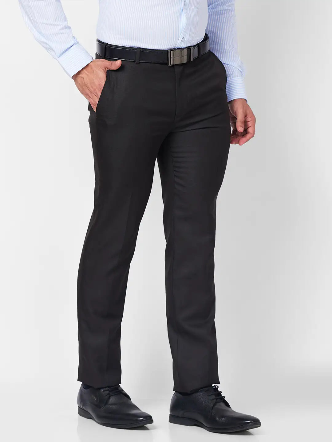 Raymond Men Blue Structure Slim Fit Polyester Blend Trouser