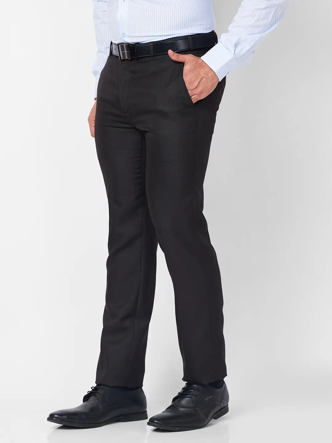 Raymond Men Blue Structure Slim Fit Polyester Blend Trouser