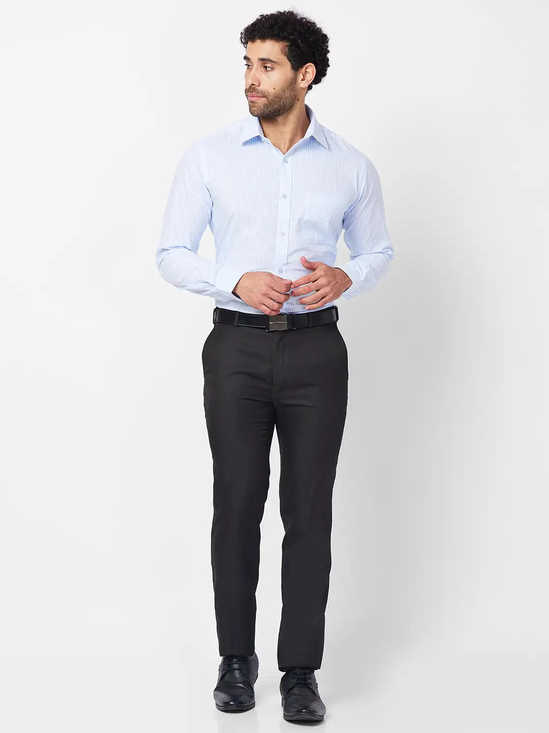 Raymond Men Blue Structure Slim Fit Polyester Blend Trouser