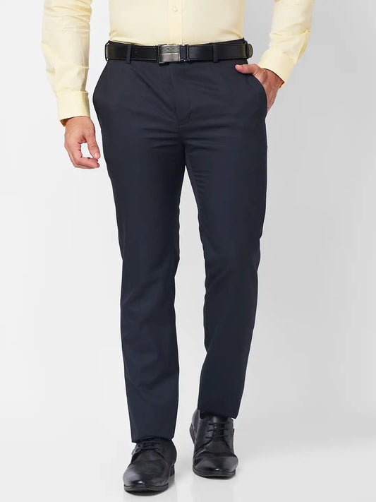 Raymond Men Fawn Structure Slim Fit Polyester Blend Trouser