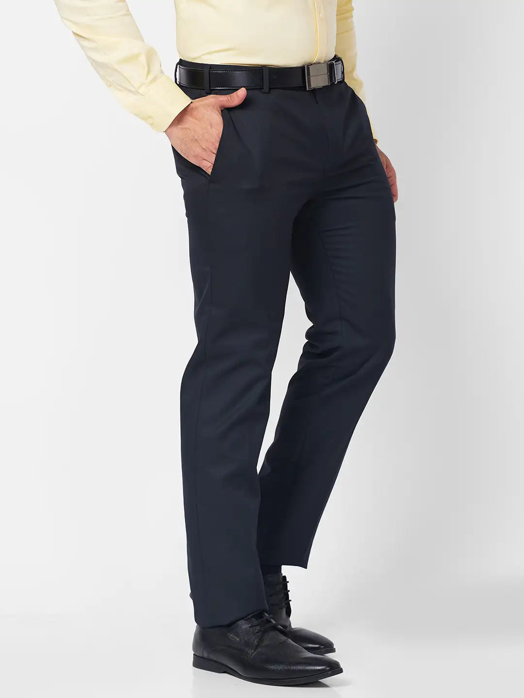 Raymond Men Fawn Structure Slim Fit Polyester Blend Trouser