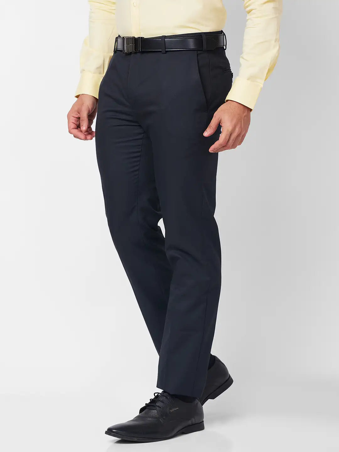 Raymond Men Fawn Structure Slim Fit Polyester Blend Trouser