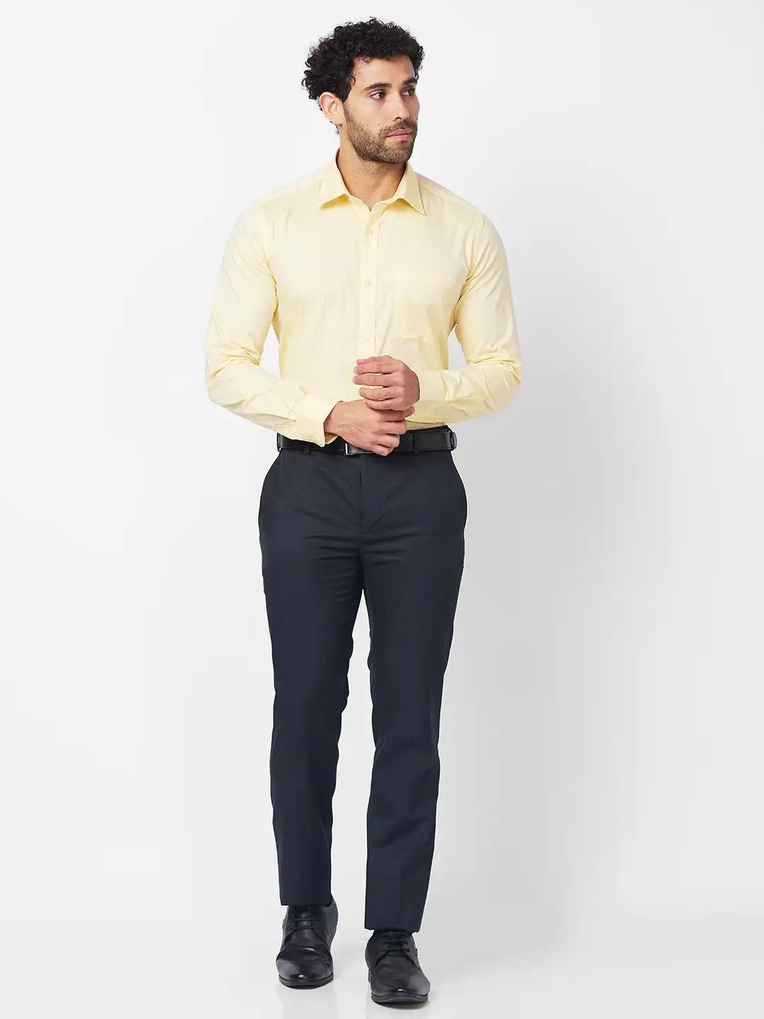 Raymond Men Fawn Structure Slim Fit Polyester Blend Trouser