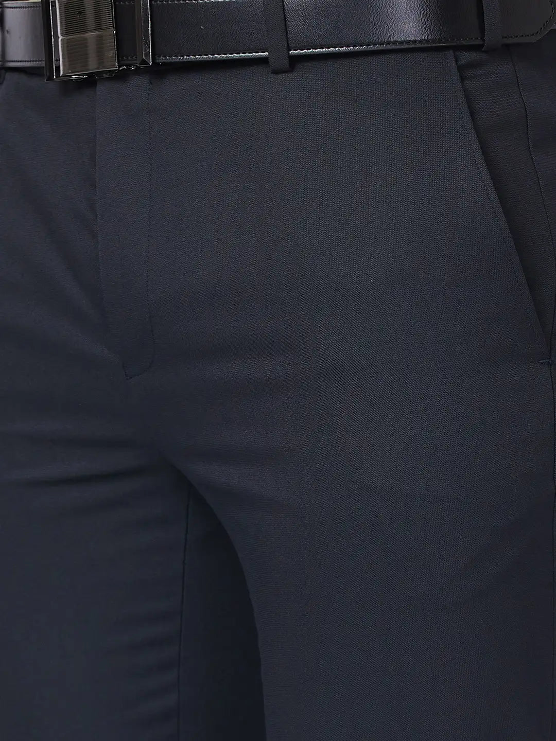 Raymond Men Fawn Structure Slim Fit Polyester Blend Trouser