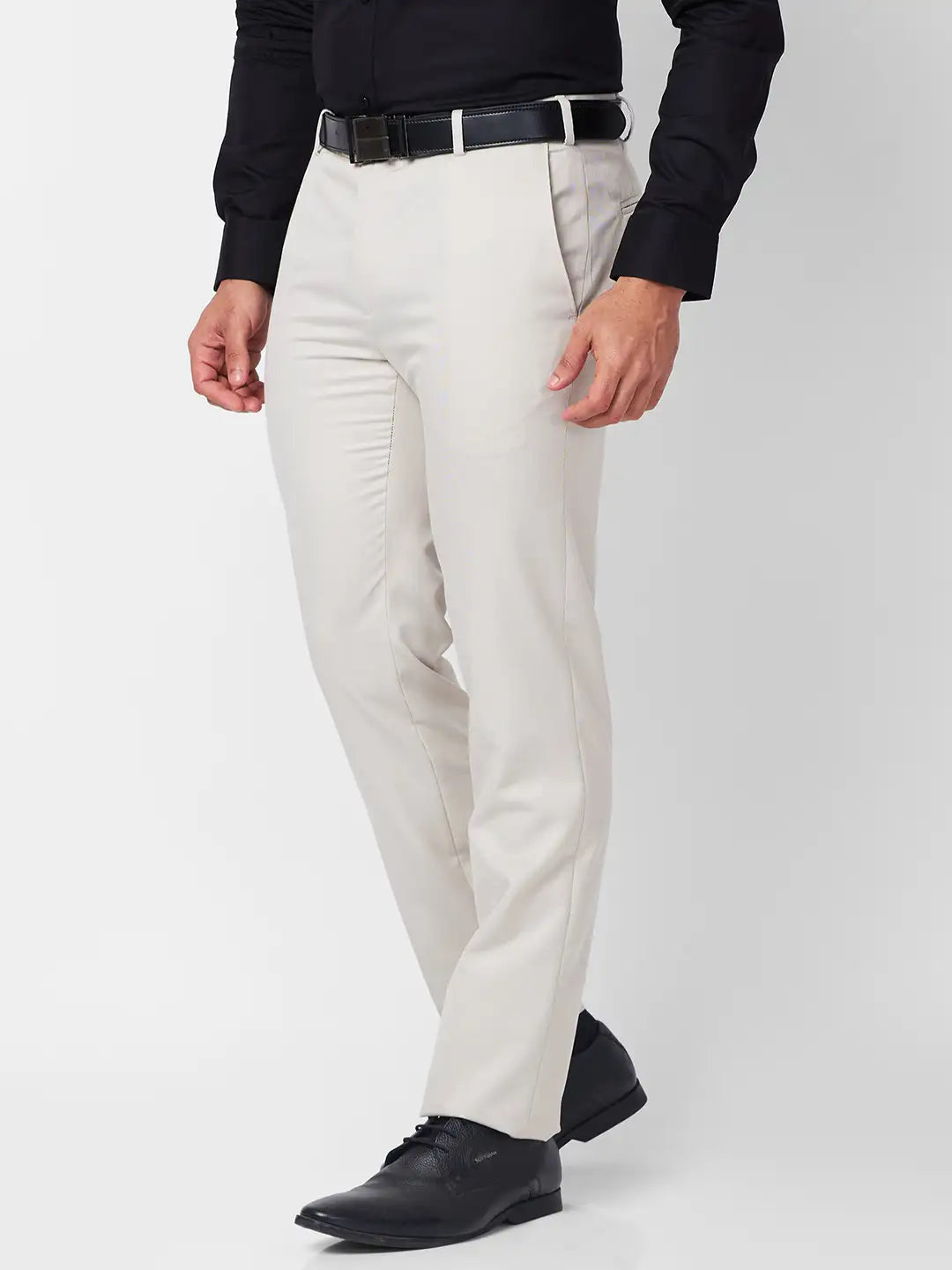 Raymond Men Black Structure Slim Fit Polyester Blend Trouser