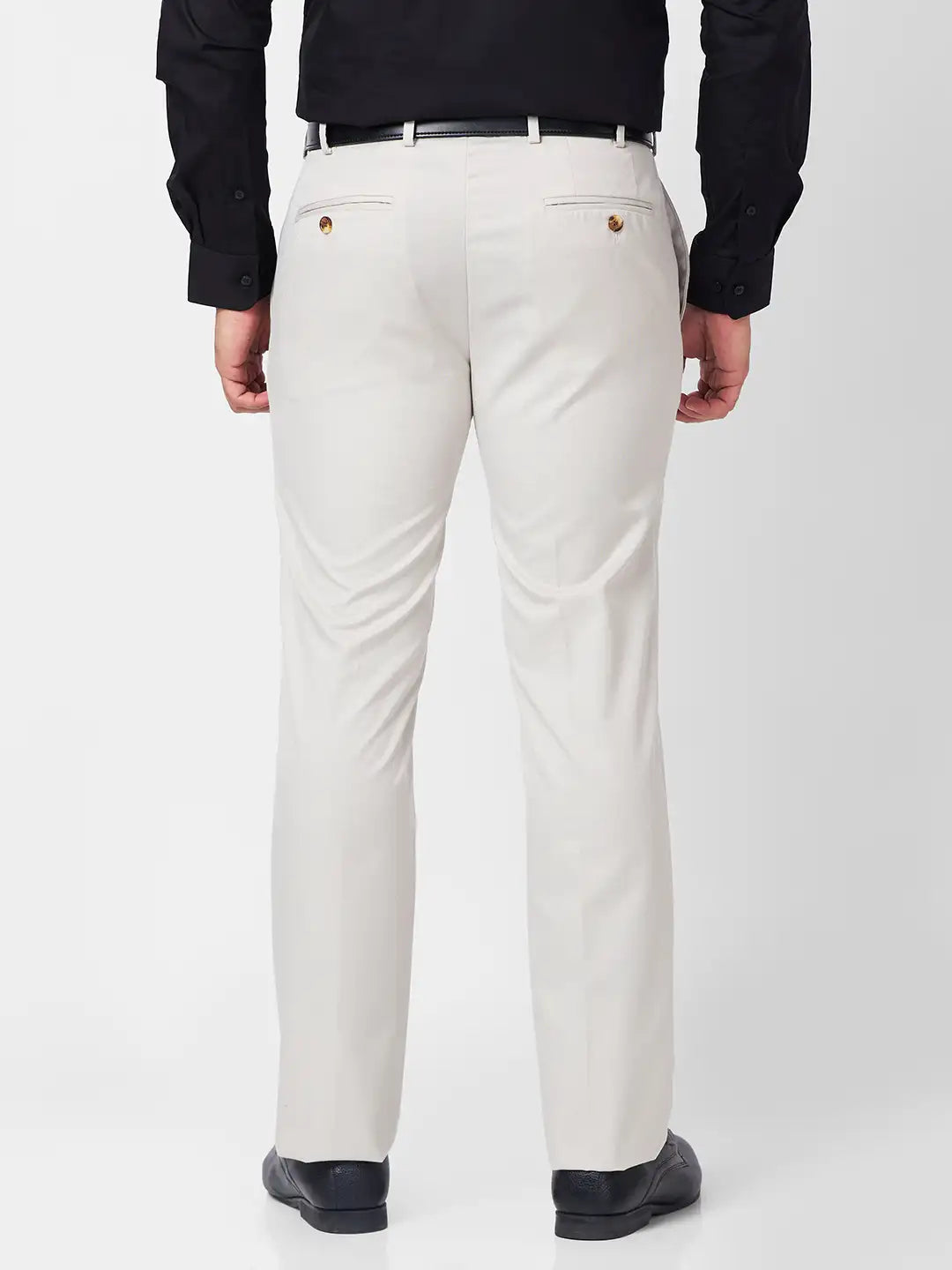 Raymond Men Black Structure Slim Fit Polyester Blend Trouser