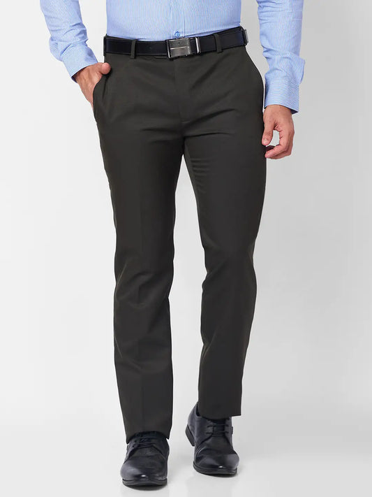Raymond Men Brown Structure Slim Fit Polyester Blend Trouser