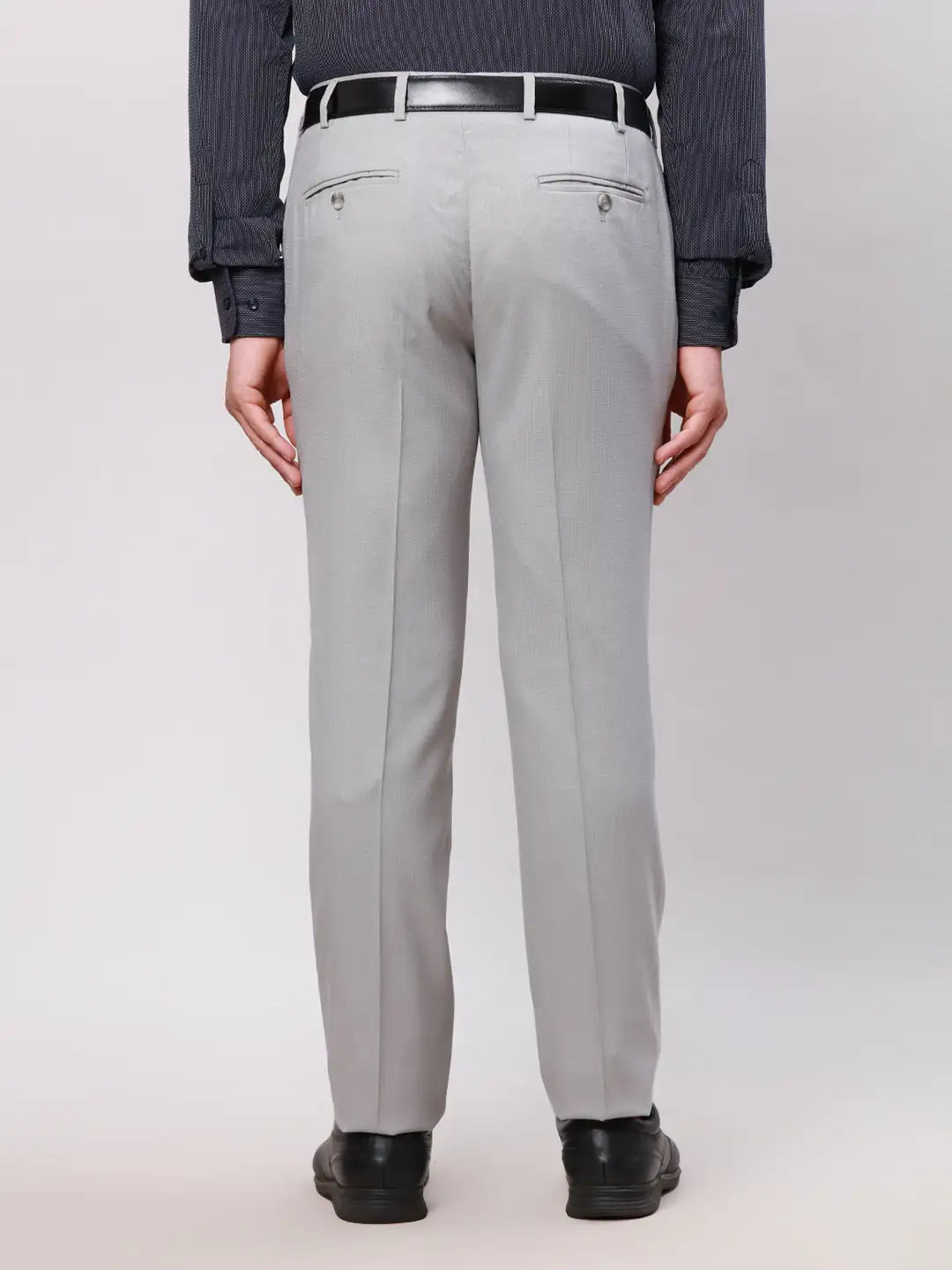 Raymond Men Grey Structure Slim Fit Polyester Blend Trouser