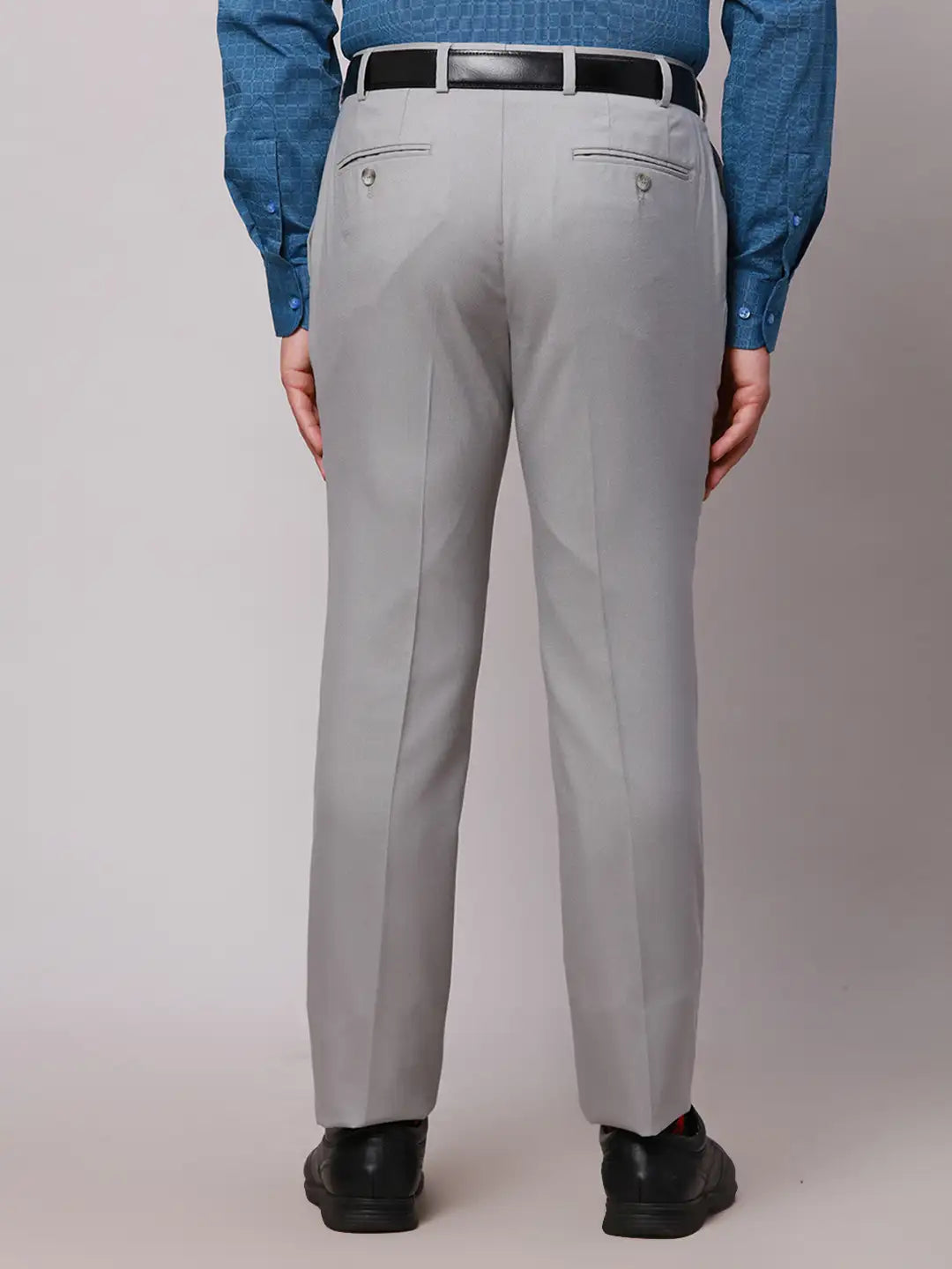 Raymond Men Grey Slim Fit Structure Polyester Trousers