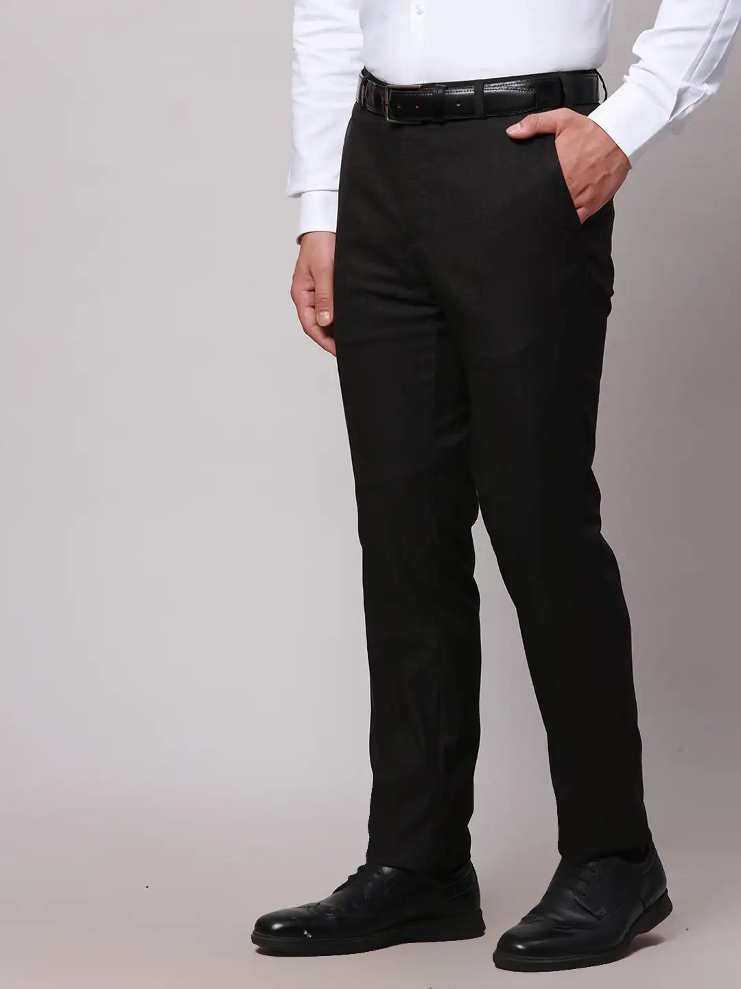 Raymond Men Violet Slim Fit Structure Polyester Trousers