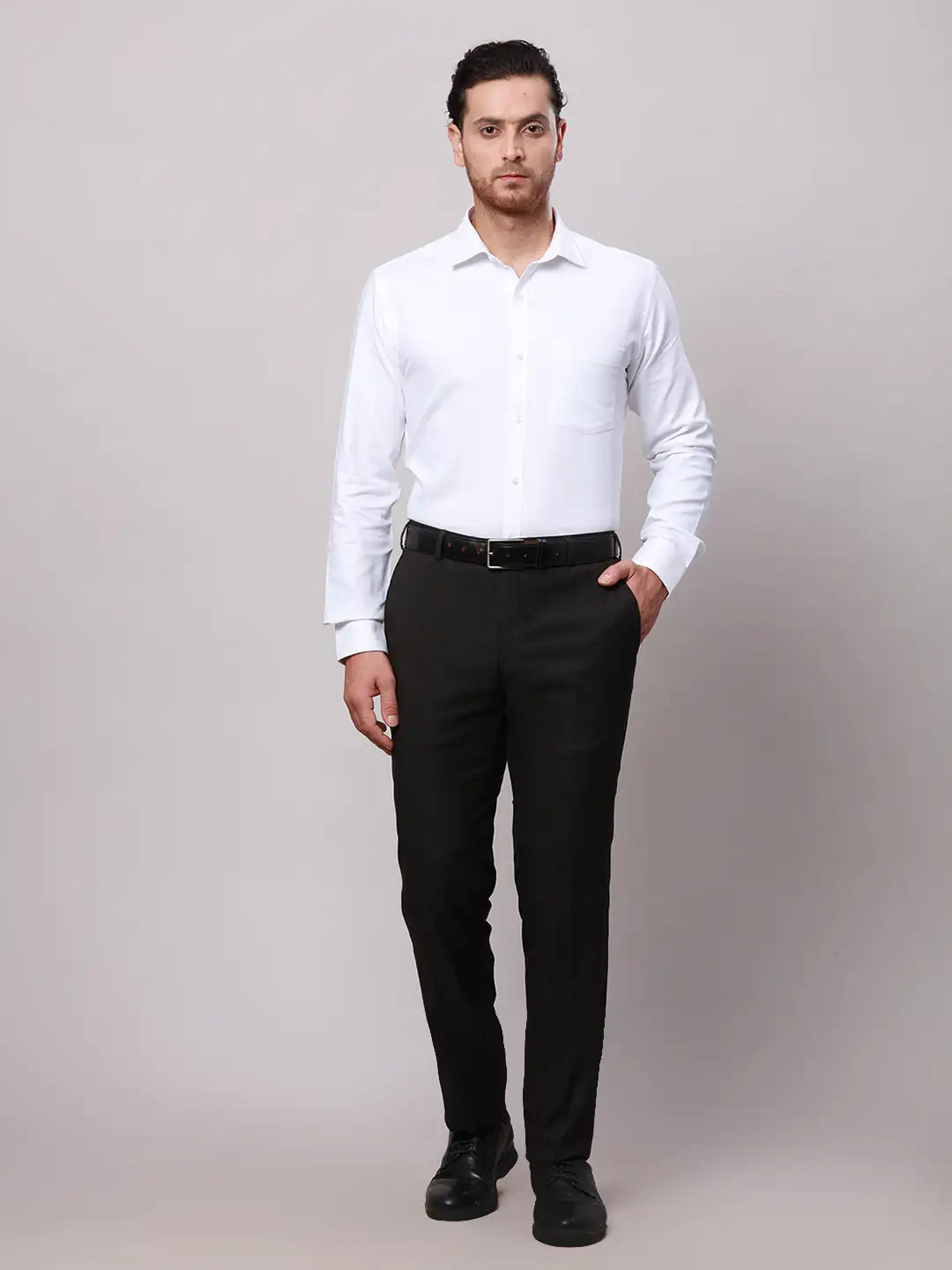 Raymond Men Violet Slim Fit Structure Polyester Trousers