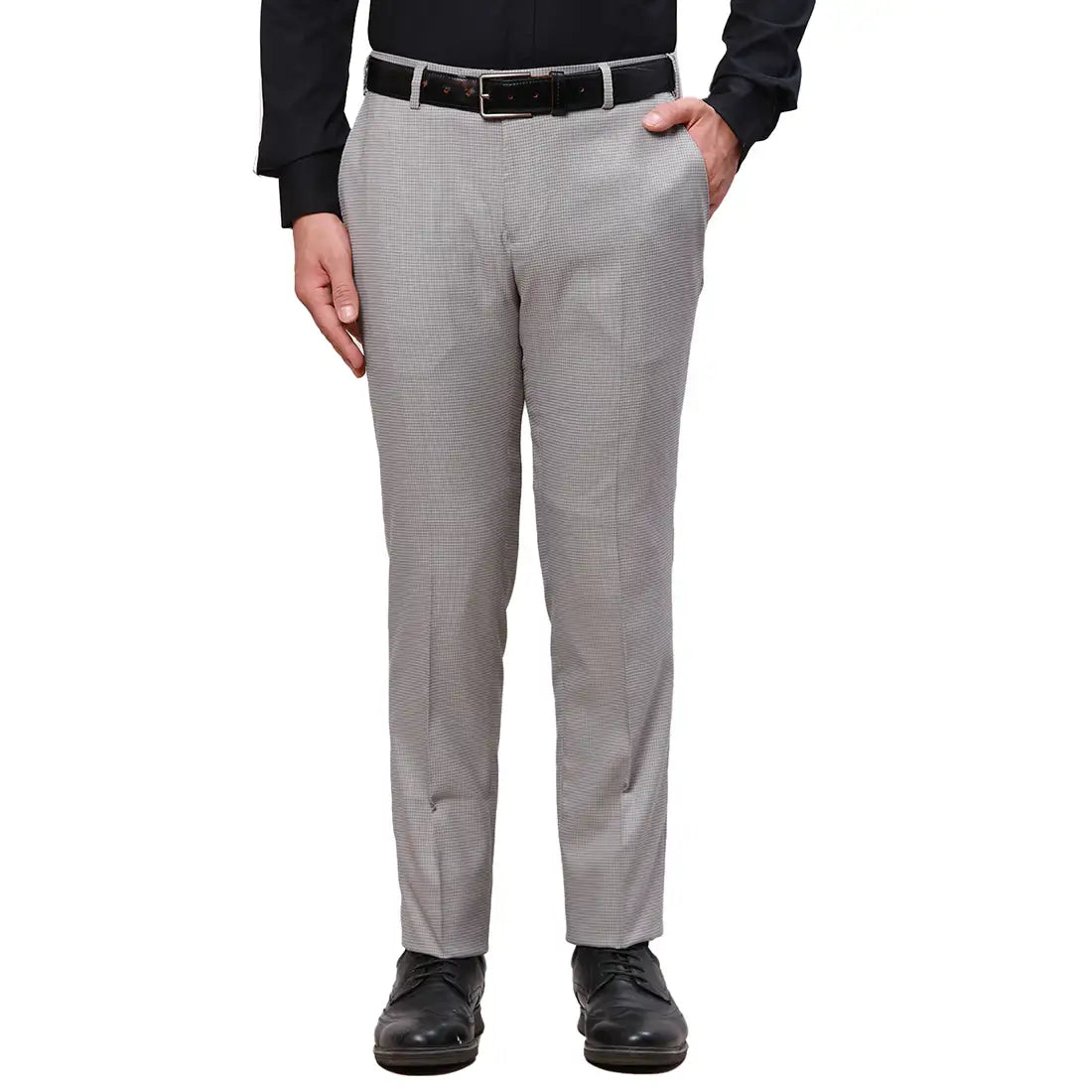 Raymond Men Black Structure Slim Fit Polyester Blend Trouser