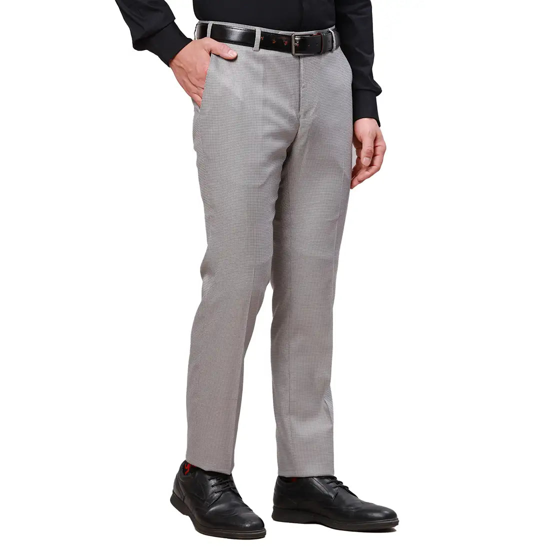 Raymond Men Black Structure Slim Fit Polyester Blend Trouser