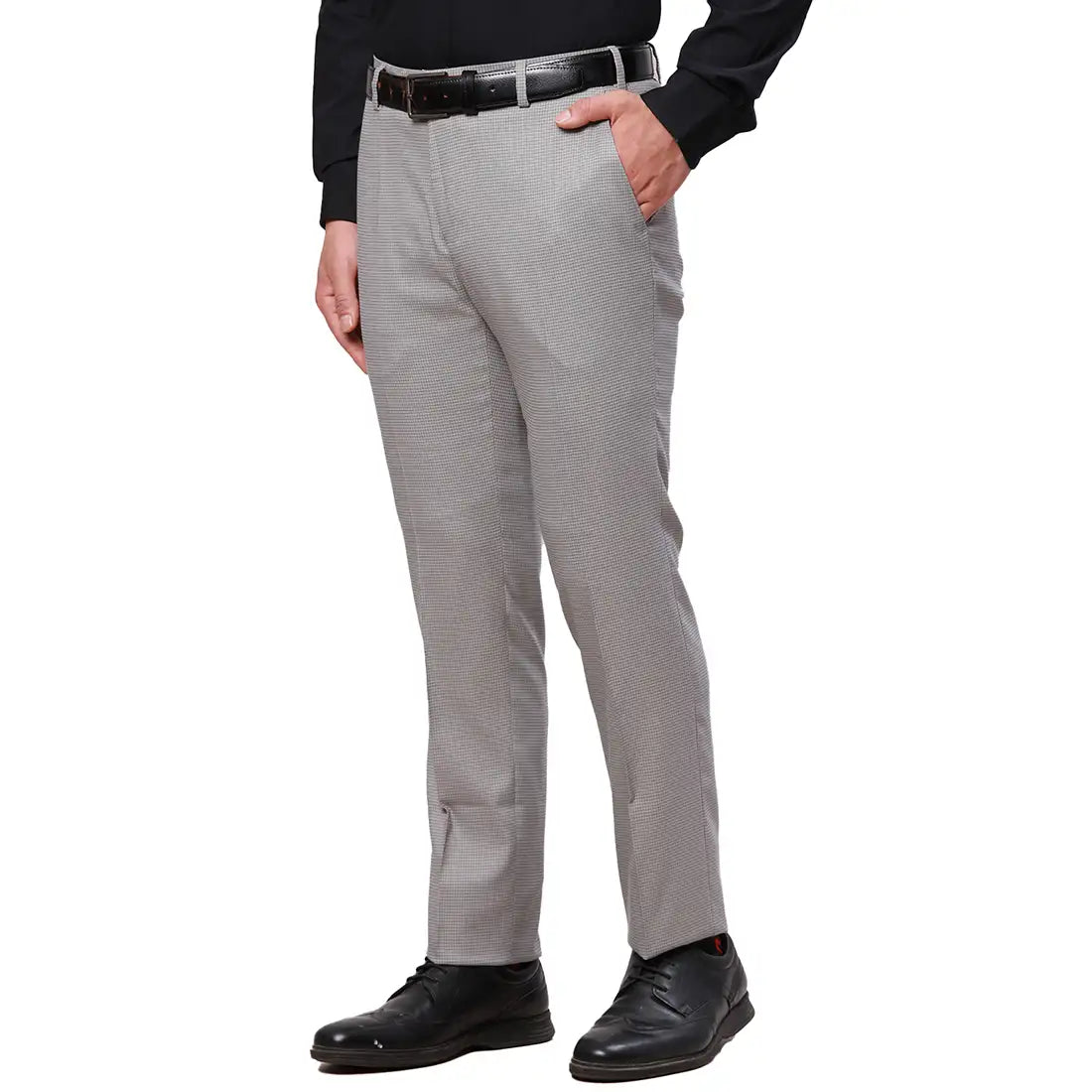 Raymond Men Black Structure Slim Fit Polyester Blend Trouser