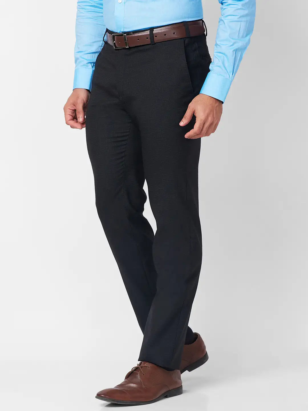 Raymond Men Black Structure Slim Fit Polyester Blend Trouser