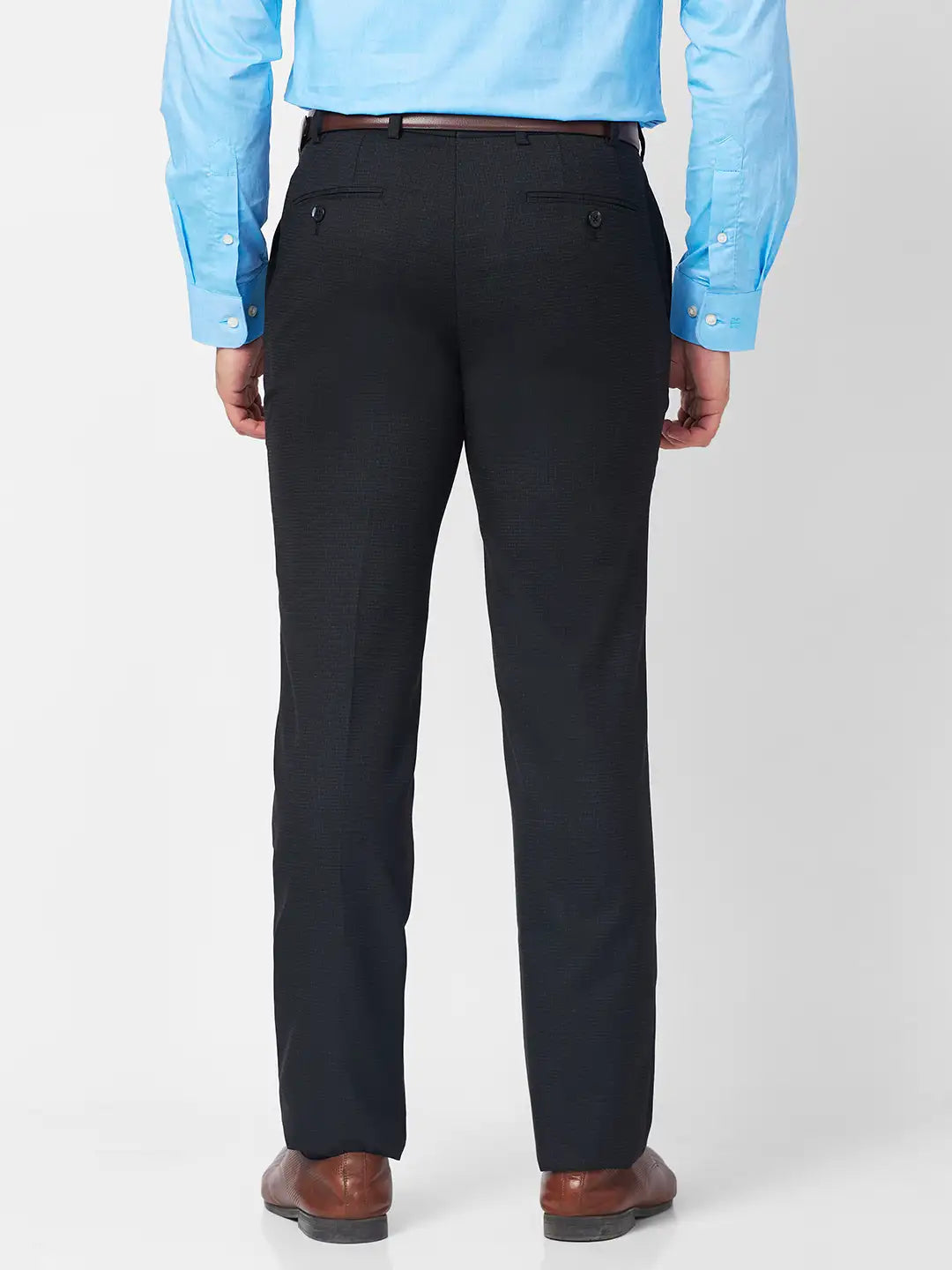 Raymond Men Black Structure Slim Fit Polyester Blend Trouser