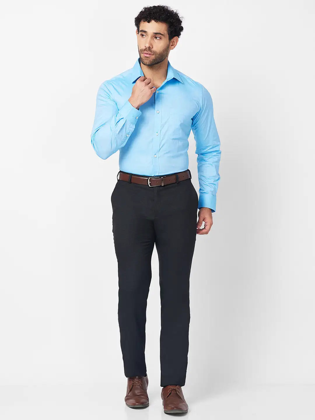 Raymond Men Black Structure Slim Fit Polyester Blend Trouser