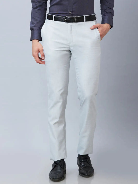 Raymond Men Blue Structure Slim Fit Polyester Blend Trousers