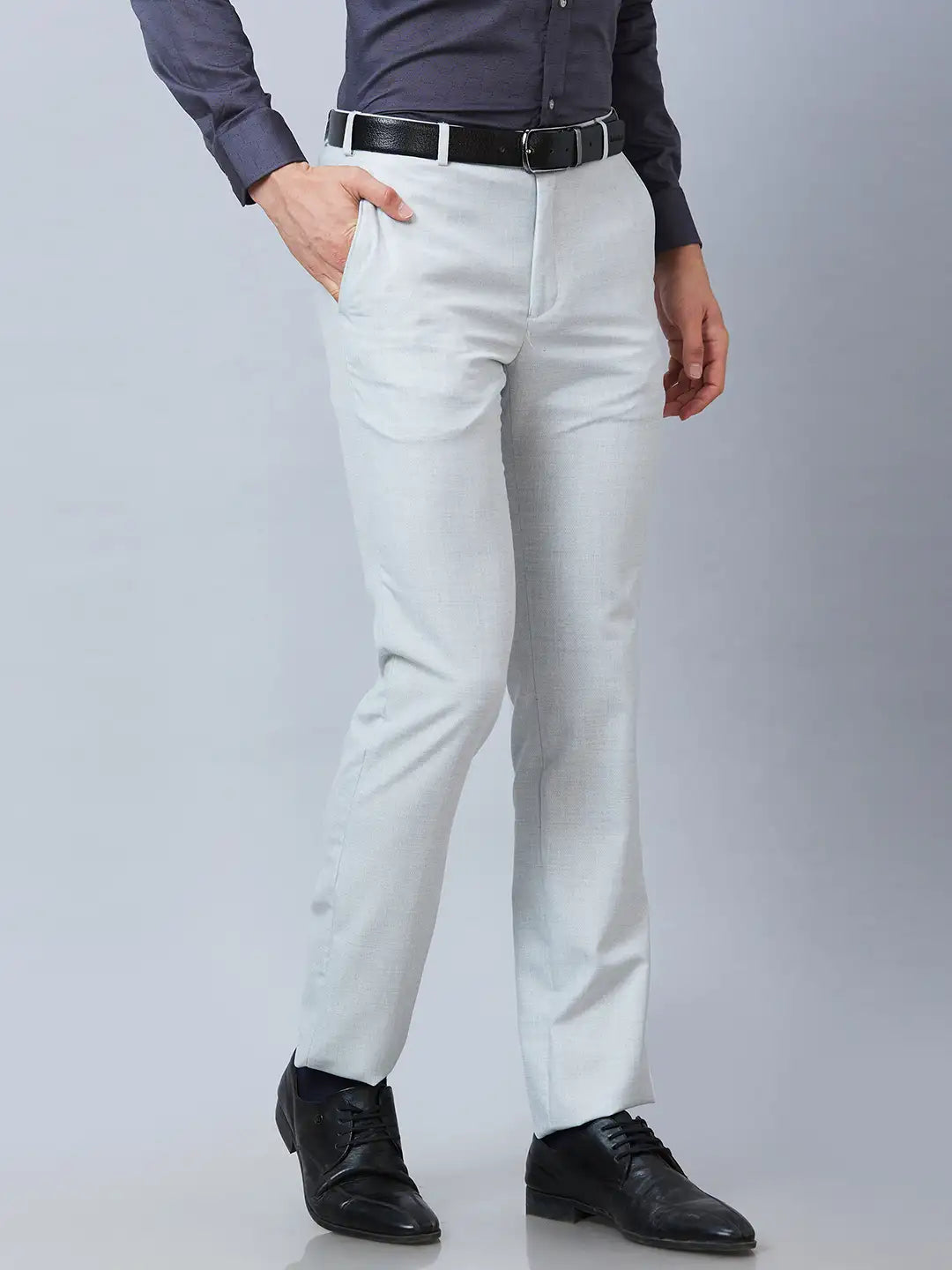 Raymond Men Blue Structure Slim Fit Polyester Blend Trousers