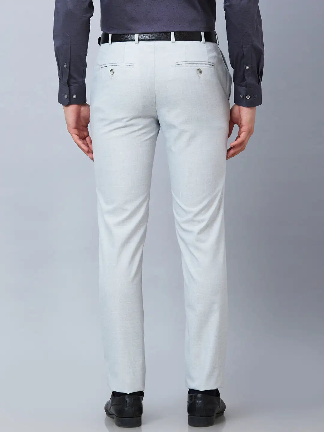 Raymond Men Blue Structure Slim Fit Polyester Blend Trousers