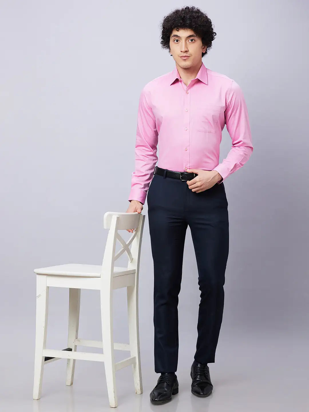 Raymond Men Blue Solid Slim Fit Polyester Blend Trousers