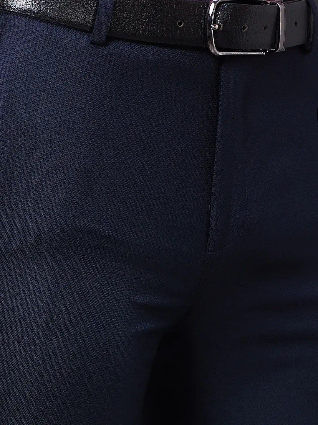 Raymond Men Blue Solid Slim Fit Polyester Blend Trousers