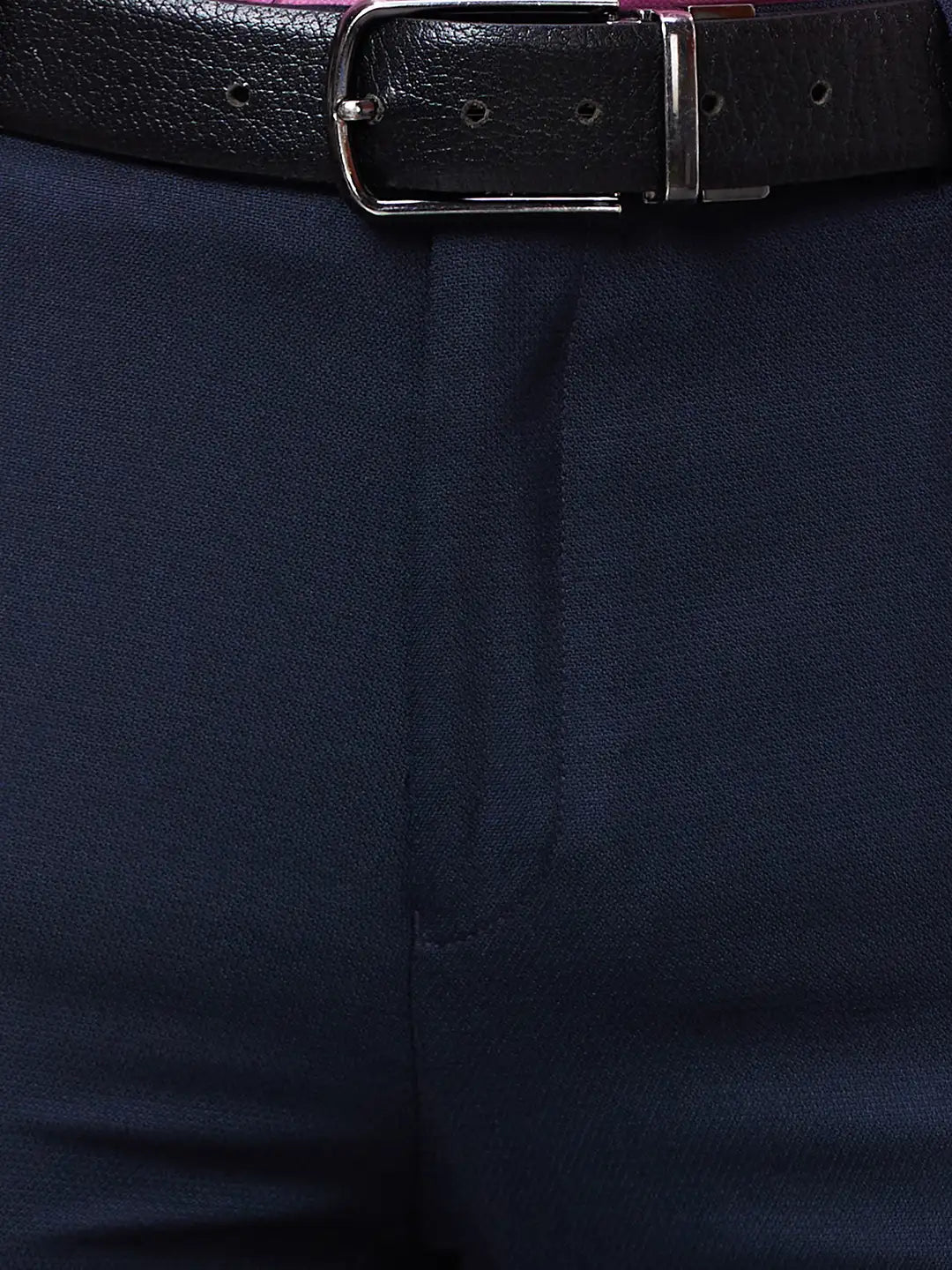 Raymond Men Blue Solid Slim Fit Polyester Blend Trousers